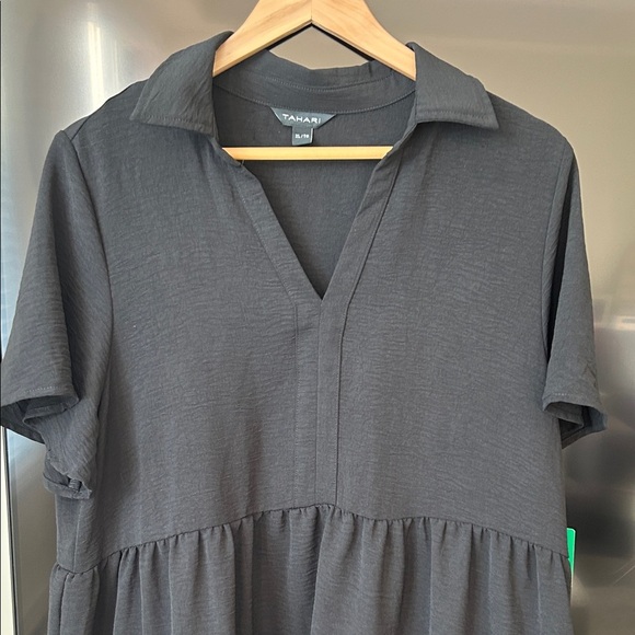 Tahari Black Short Sleeves Tiered Dress Size XL NEW - Picture 3 of 14